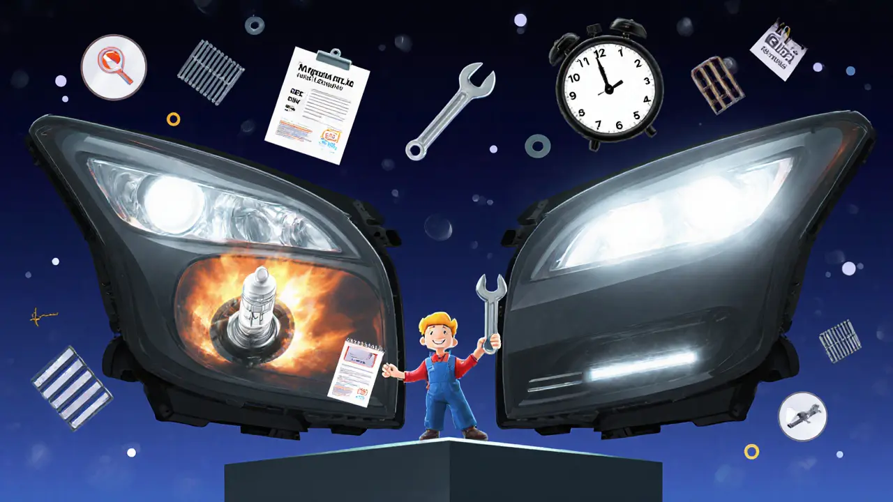 Сравнение дешёвых и легальных фар: одна перегревается, другая с сертификатом и омывателем.