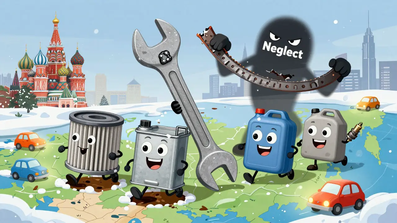 Героические запчасти маршируют по карте России, спасая автомобили от пренебрежения.