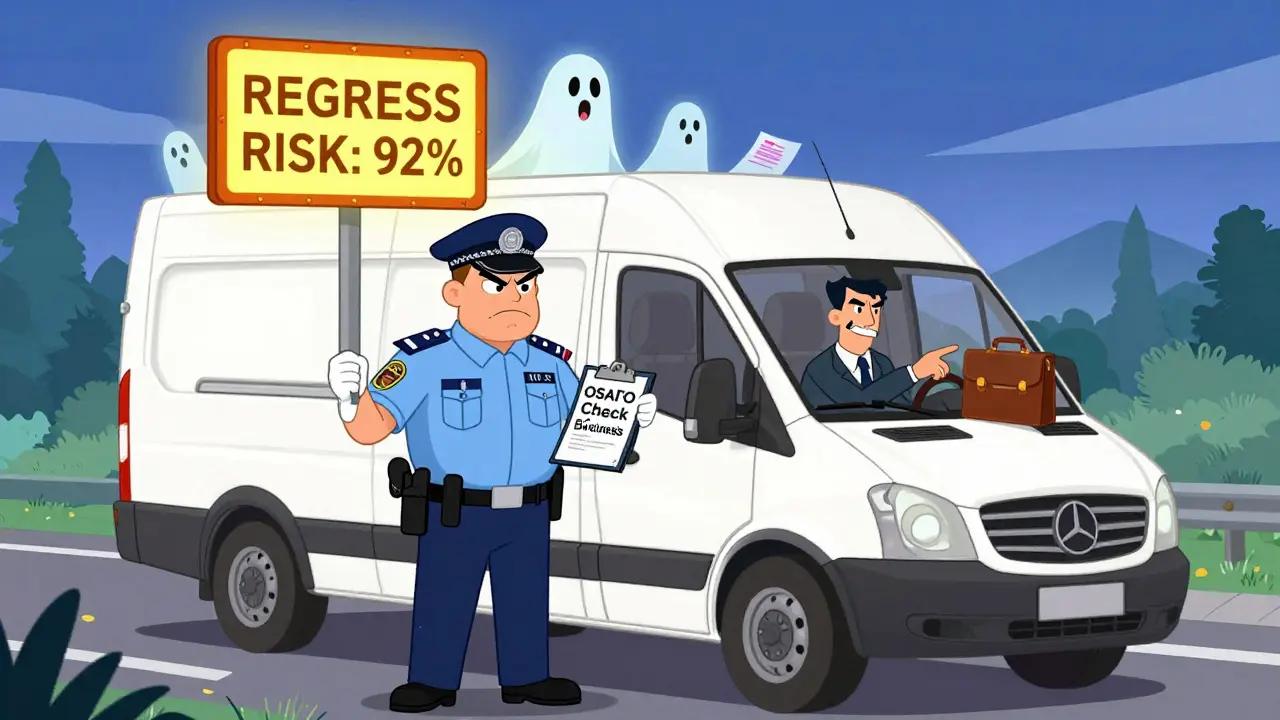 ИП с прицепом остановлен инспектором, в полисе чётко указан прицеп, рядом — предупреждение о регрессе.