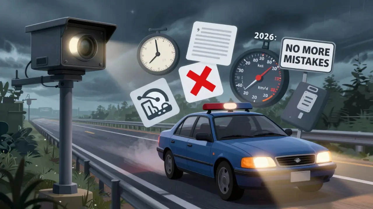 Камера фиксирует превышение скорости, вокруг — символы нарушений: алименты, медицина, штрафы.