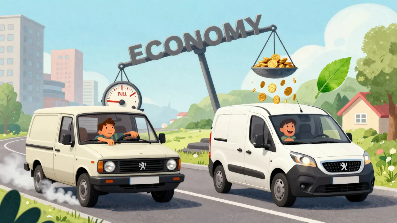 Сравнение: старый GAZель Next с высоким расходом топлива и современный Peugeot Partner с экономичностью.