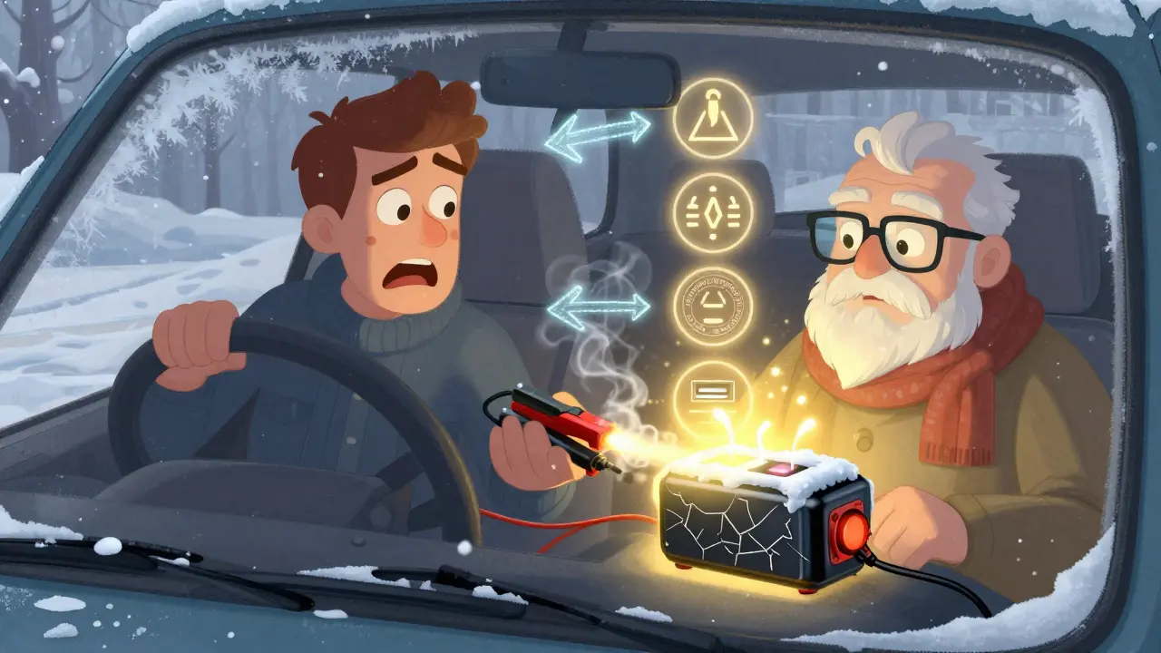 В машине один запускатель не работает, а другой сияет с защитными символами.