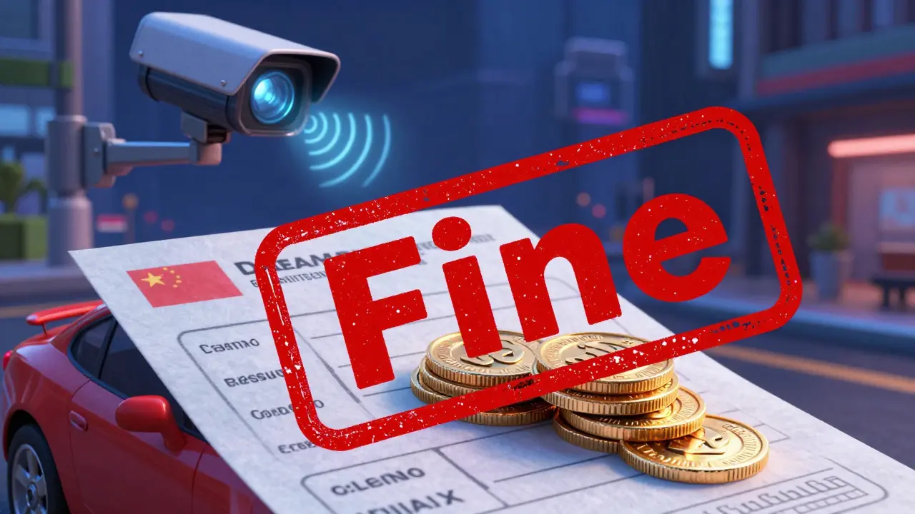 Футуристическая камера контроля шума и символы крупных штрафов за тюнинг