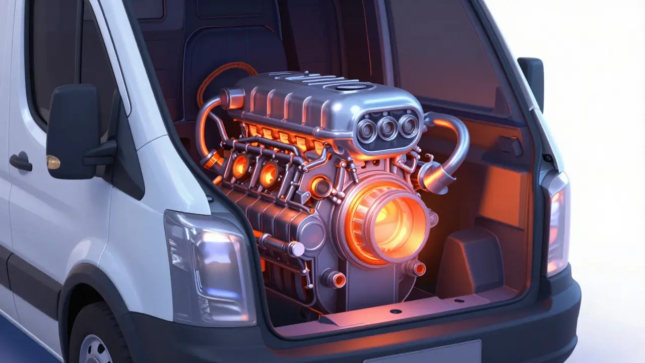 Стилизованное изображение мощного дизельного двигателя коммерческого автомобиля