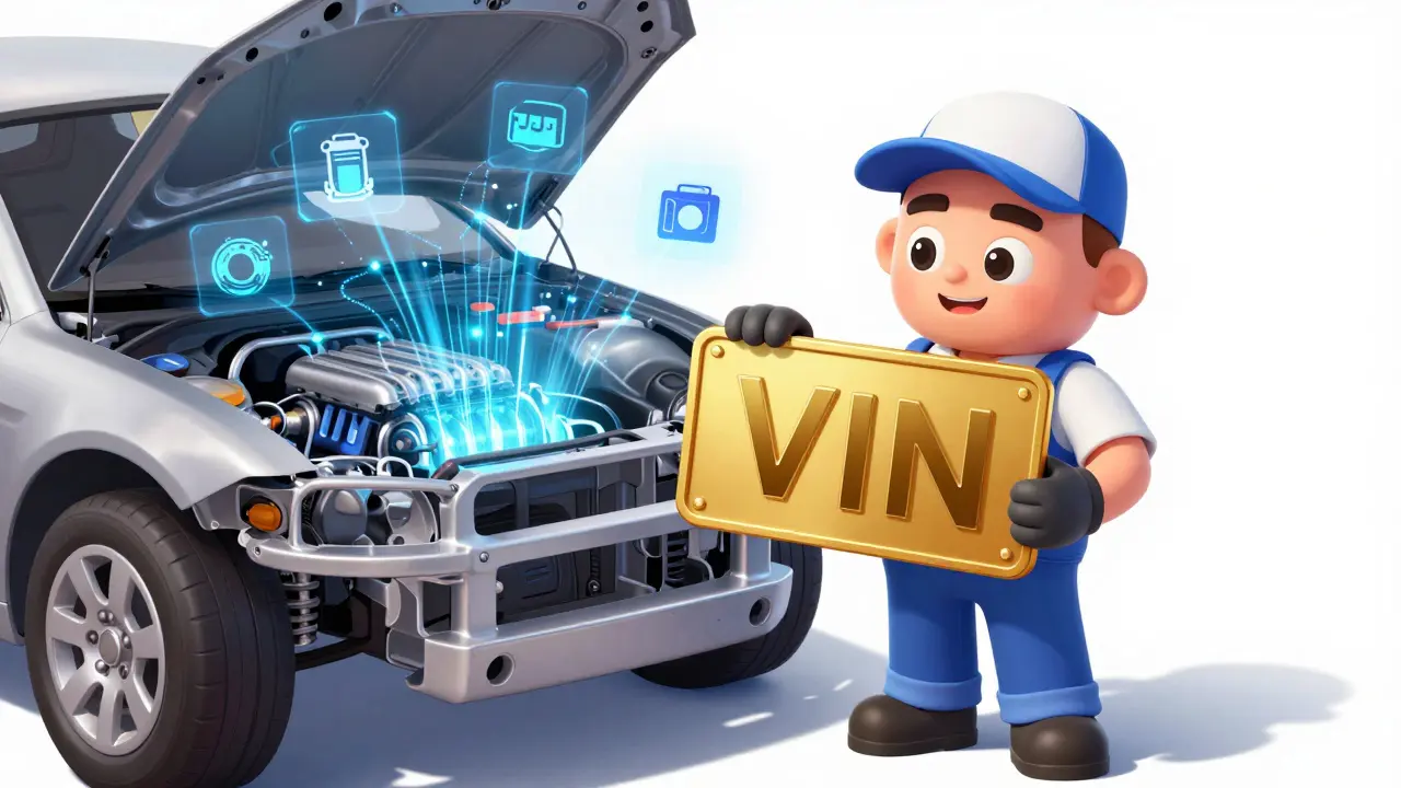 Механик с золотым VIN-кодом и голографическими деталями авто