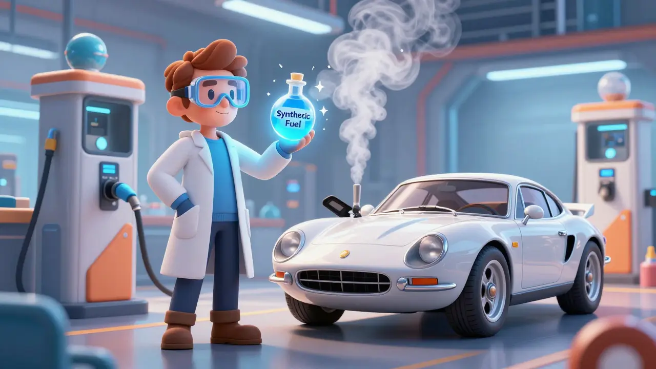 Ученый тестирует синтетическое топливо для классического автомобиля