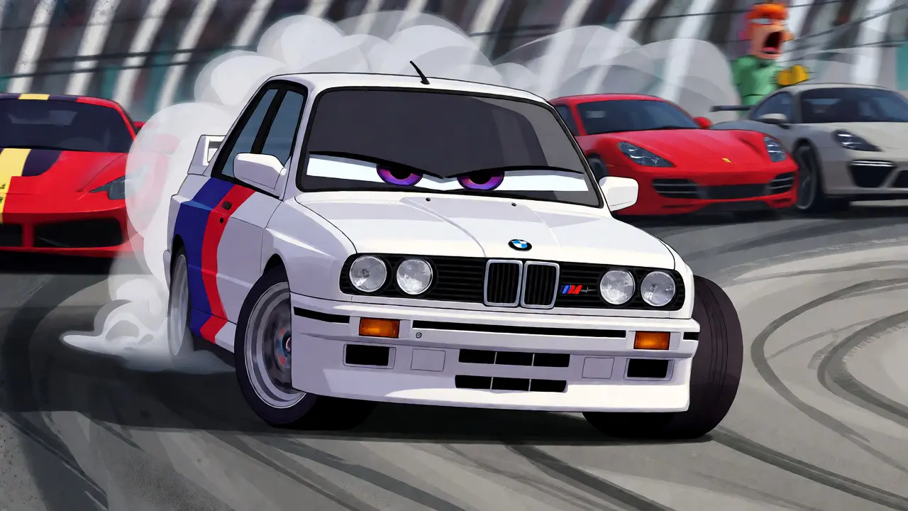 BMW M3 E30 демонстрирует гоночную мощь среди суперкаров